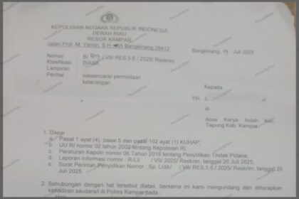 SM disurati Polres Kampar untuk memberikan keterangan