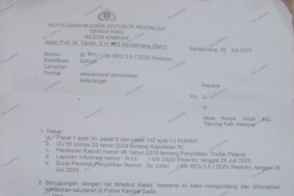 Surat permintaan keterangan dari kepolisian