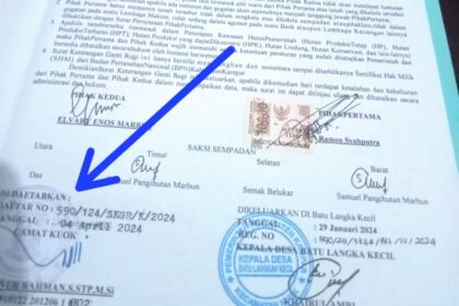 SKGR lahan yang diterbitkan pemerintah kecamatan kuok, kampar